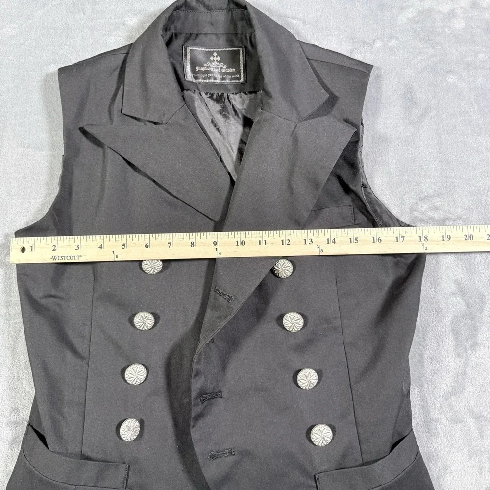 Fanplusfriend Gothic Ouji Steampunk Vest Asymmetrical Double Breasted Black L